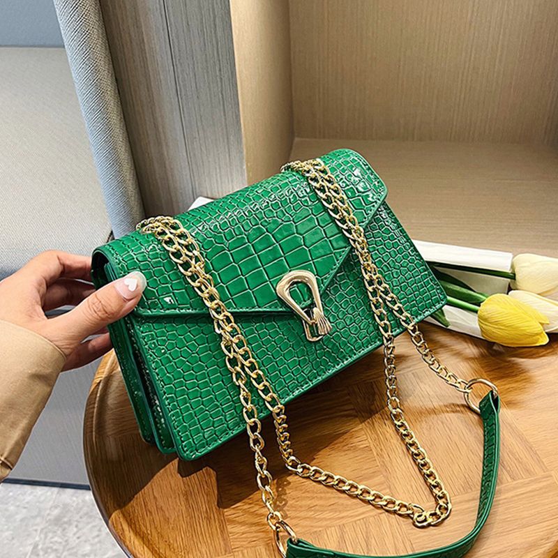 Krokodil Muster Schulter Taschen Für Frauen Mode Ketten Squre Tasche Geldbörse Weiblichen Pu Leder Crossbody Handtasche_voghion.com