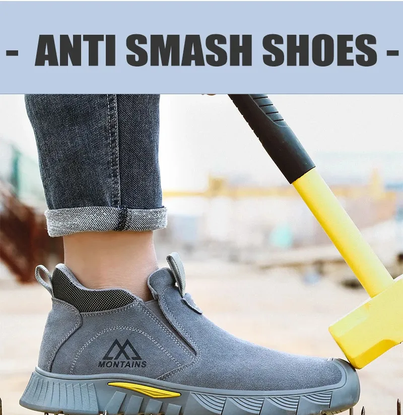 Chaussures de sécurité pour hommes avec perforations et semelles en acier renforcées, légères et antidérapantes, bottes pour hommes 250402_voghion.com