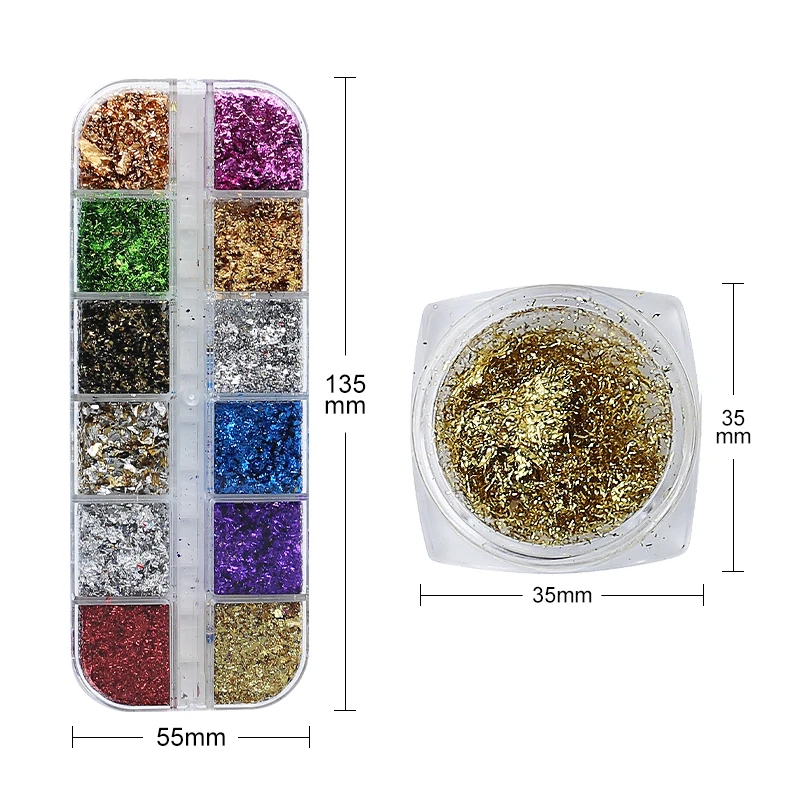Arte Clavo Spangles Nail Glitter Flakes Sequin 12 vnt in 1 Rose Gold Silver DIY Butterfly panirimo milteliai akriliniams nagams_voghion.com