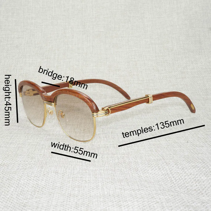 Gafas de sol redondas vintage para hombre y mujer con marco de madera_voghion.com