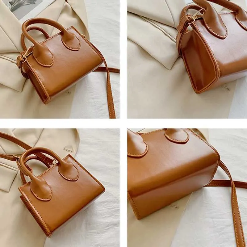 Retro Mini Square Handbag For Women Pu Leather Shoulder Messenger_voghion.com