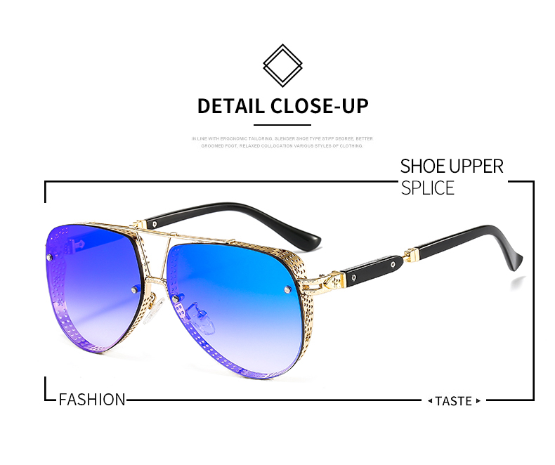 New Hollow Paern Oval Sunglasses Men Women Trend Brand Designer Meal Alloy Frame Gradiens Lens conspicuous_voghion.com