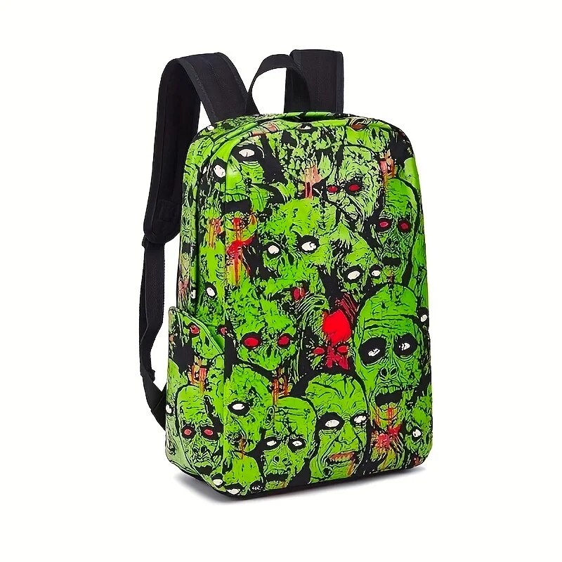 Ghost Skull Print Luminous Horror Night Computer Laptop Backpack Halloween Canvas School Bag for Carnival Mardi Gras_voghion.com