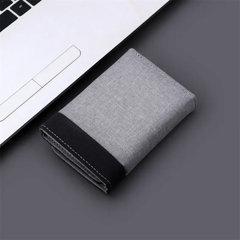 Canvas Men ID/Photo Holders Black/Blue/Gray Card Holder Wallet Case 8 Slots Hasp Male Purse_voghion.com