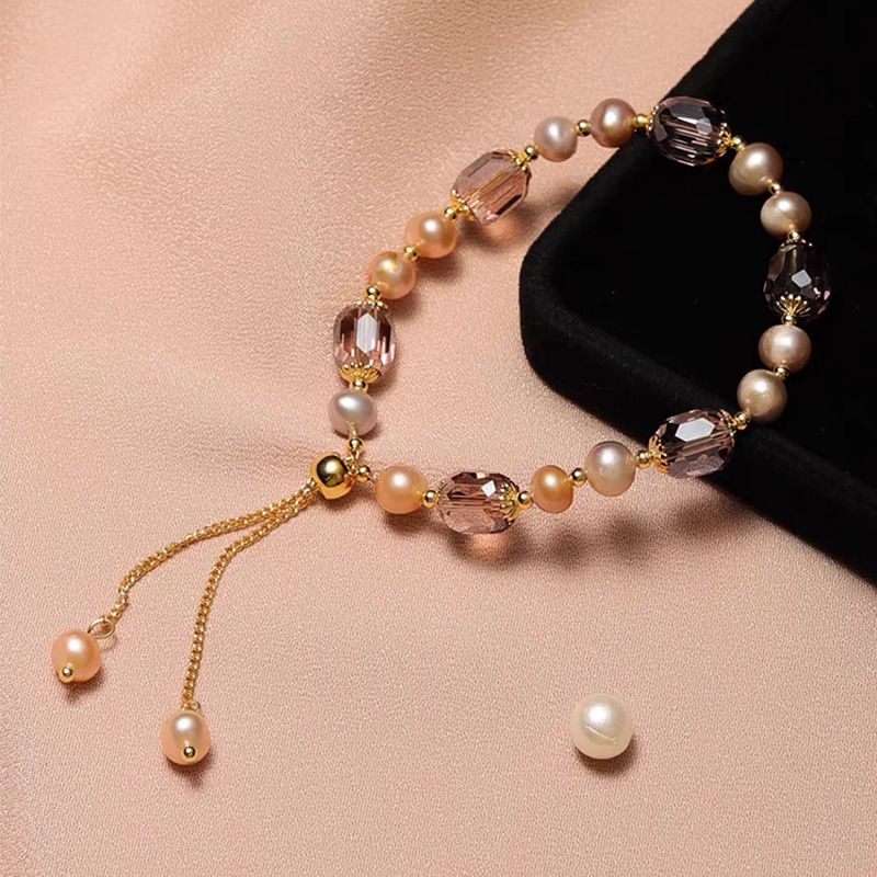 Lila Perlenarmband im französischen Stil für Mädchen mit einem Sinn für Instagram-Nischendesign und Kristallen für Freundinnen_voghion.com