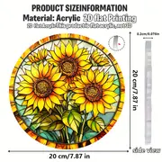 Captor de lumini din floarea-soarelui - Decor acrilic rotund pentru casă/fereastră/grădină. Cadou perfect de sărbători pentru Crăciun/Paște/Ziua Recunoștinței. Utilizare în interior/exterior._voghion.com