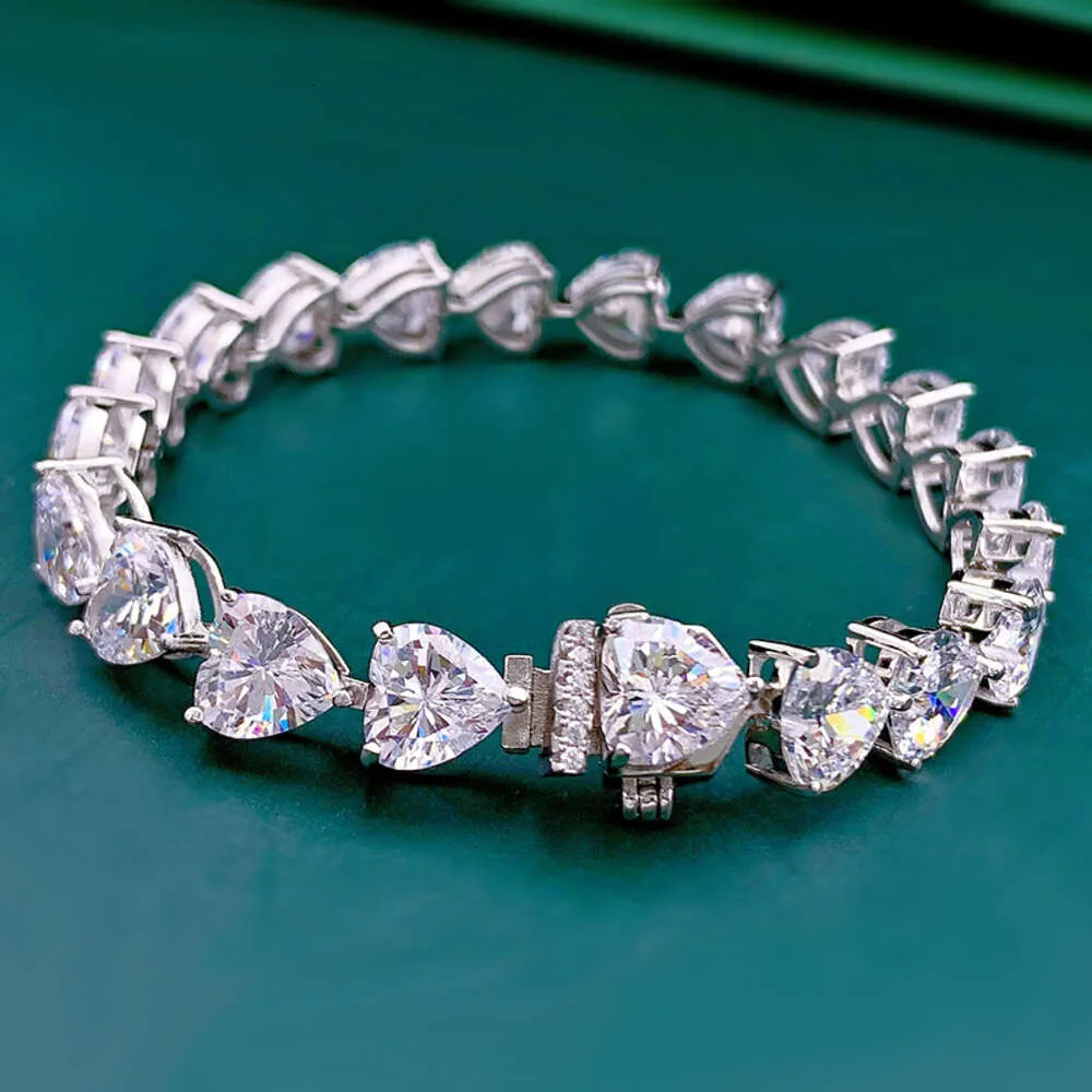 Smykker S Sterling Sier Full Diamond Heart Armbånd Mote Ins Stil_voghion.com