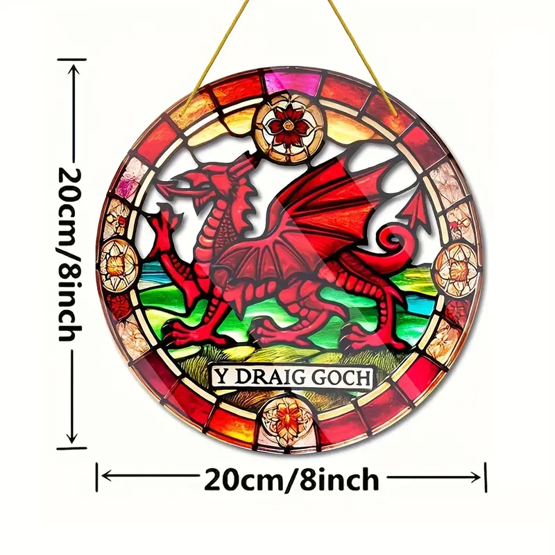 Welsh Dragon Suncatcher-Double-sided Acrylic With Stained Look.3D Visual Effect. Perfect For Garden/window/wall Decor. Unique Welsh Housewarming Gift._voghion.com
