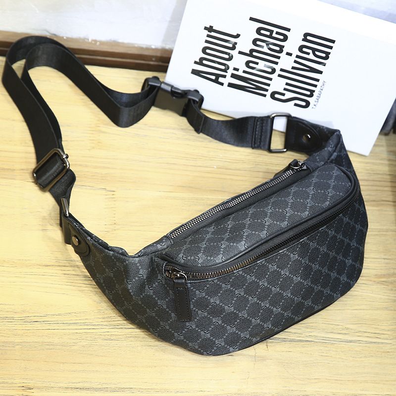 New Checkered Chest Sports Cycling Phone Waist Korean Edition Men's Shoulder Casual Fashion Crossbody Bag