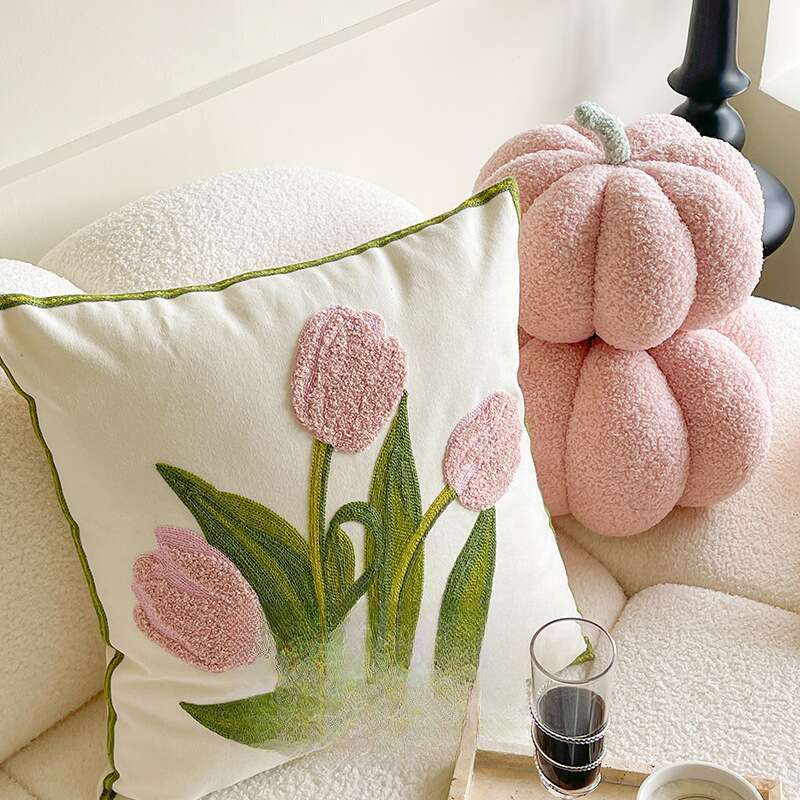Tulip Scandinavian Instagram Style Cute Living Room Sofa Cushion Headrest Pillow Cushion Set_voghion.com