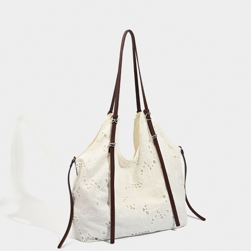 Nischendesign bestickte Canvas-Einkaufstasche mit großer Kapazität Sommer, neue Einkaufstasche für den Urlaub,_voghion.com