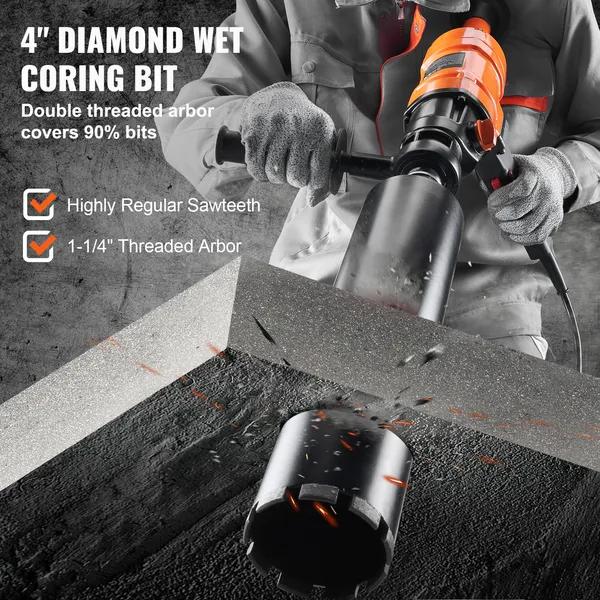 Trapano a carotaggio diamantato portatile per calcestruzzo, punta da 10,2 cm, 1500 W_voghion.com
