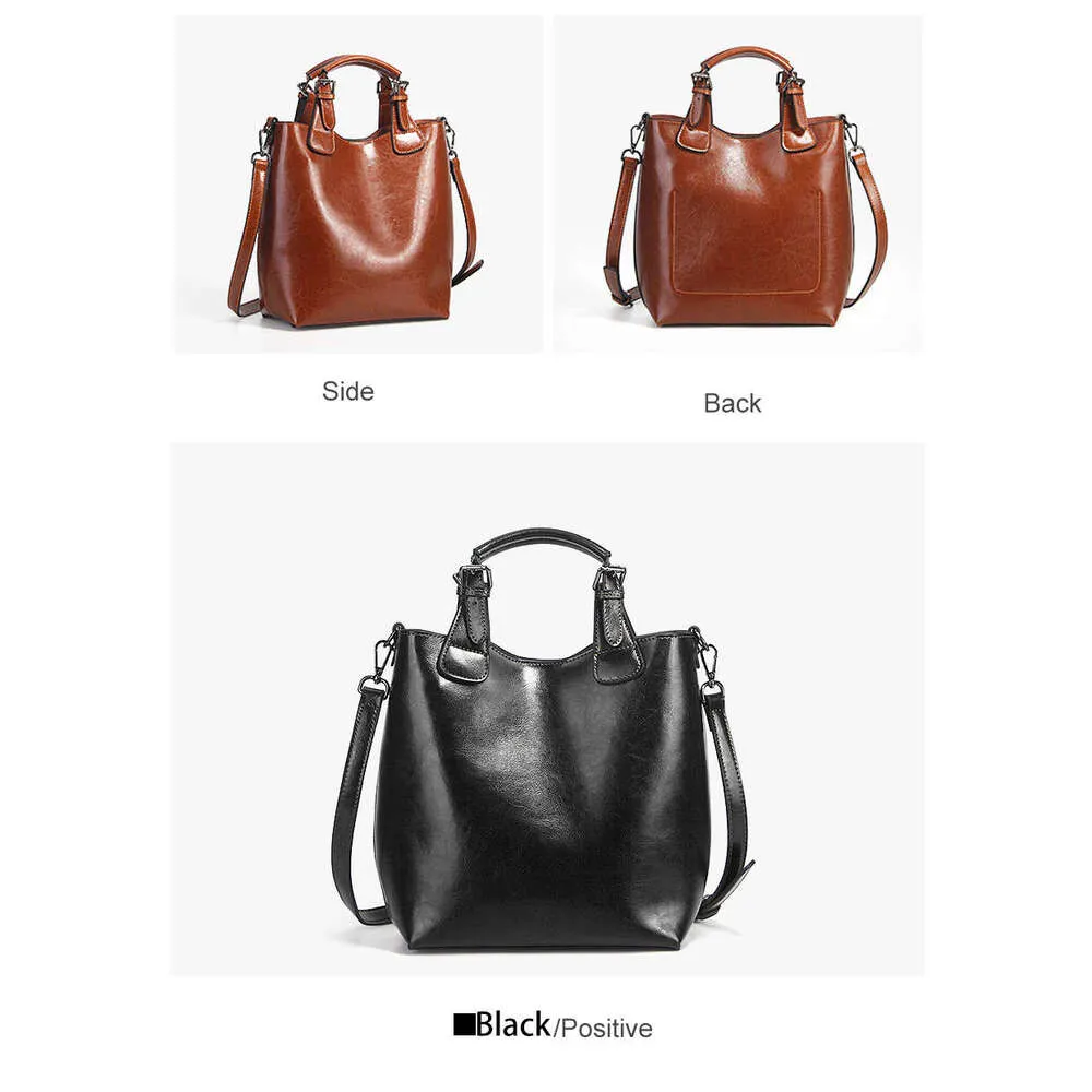Zncy 100% Gnuin Lathr -käsilaukku Rtro Coff Women Casual Tot Buckt Bag Classic Black Lady Crossbody Mssngr_voghion.com