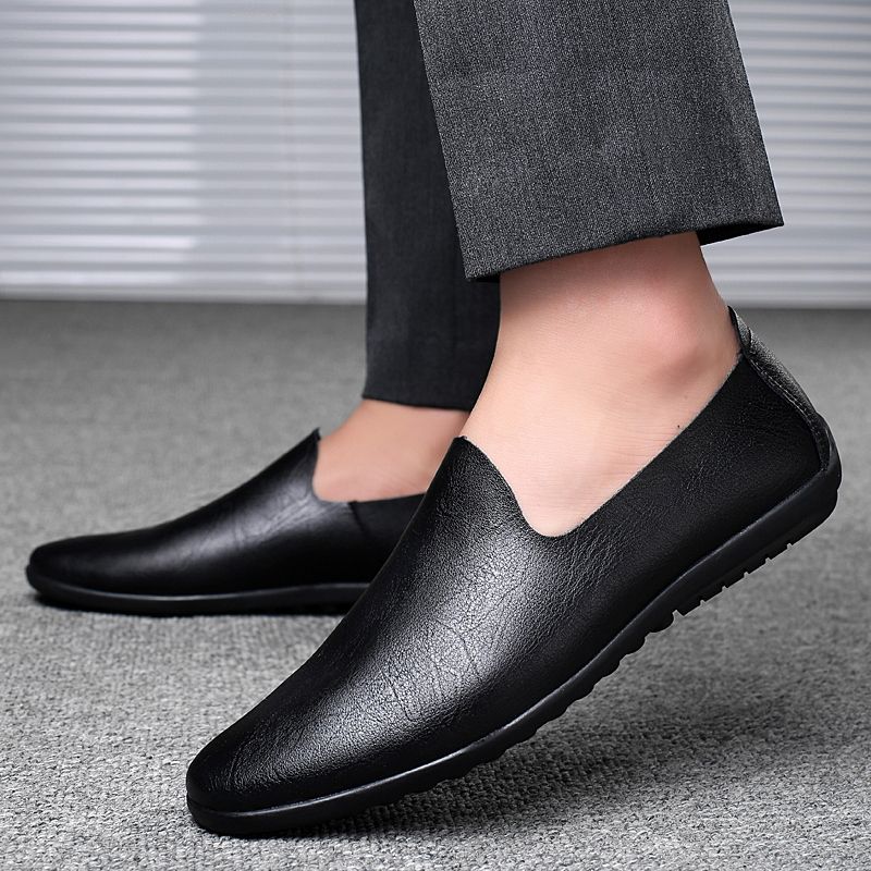 Frühling Sommer Herren Halbschuhe Casual Leder Mann Einfache Mokassins Slip-On Fahren Outdoor Bootsschuhe Handgehte Lazy_voghion.com