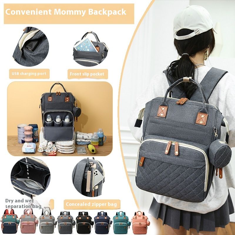 Neue tragbare Wickeltasche für Mutter und Baby mit großem Fassungsvermögen, kann als Umhängetasche bedruckt werden_voghion.com