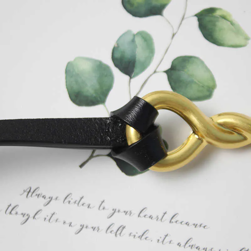 Curea din piele Chntensho cu cataramă plisată și buclă răsucită, importată, cu inel și nasture răsucit, Q0625_voghion.com