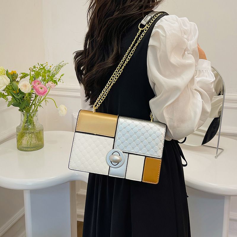 High-End-Tasche für Damen 2023 neue modische Schulter-Umhängetasche Kontrastfarbennähte große Kapazität kleine_voghion.com