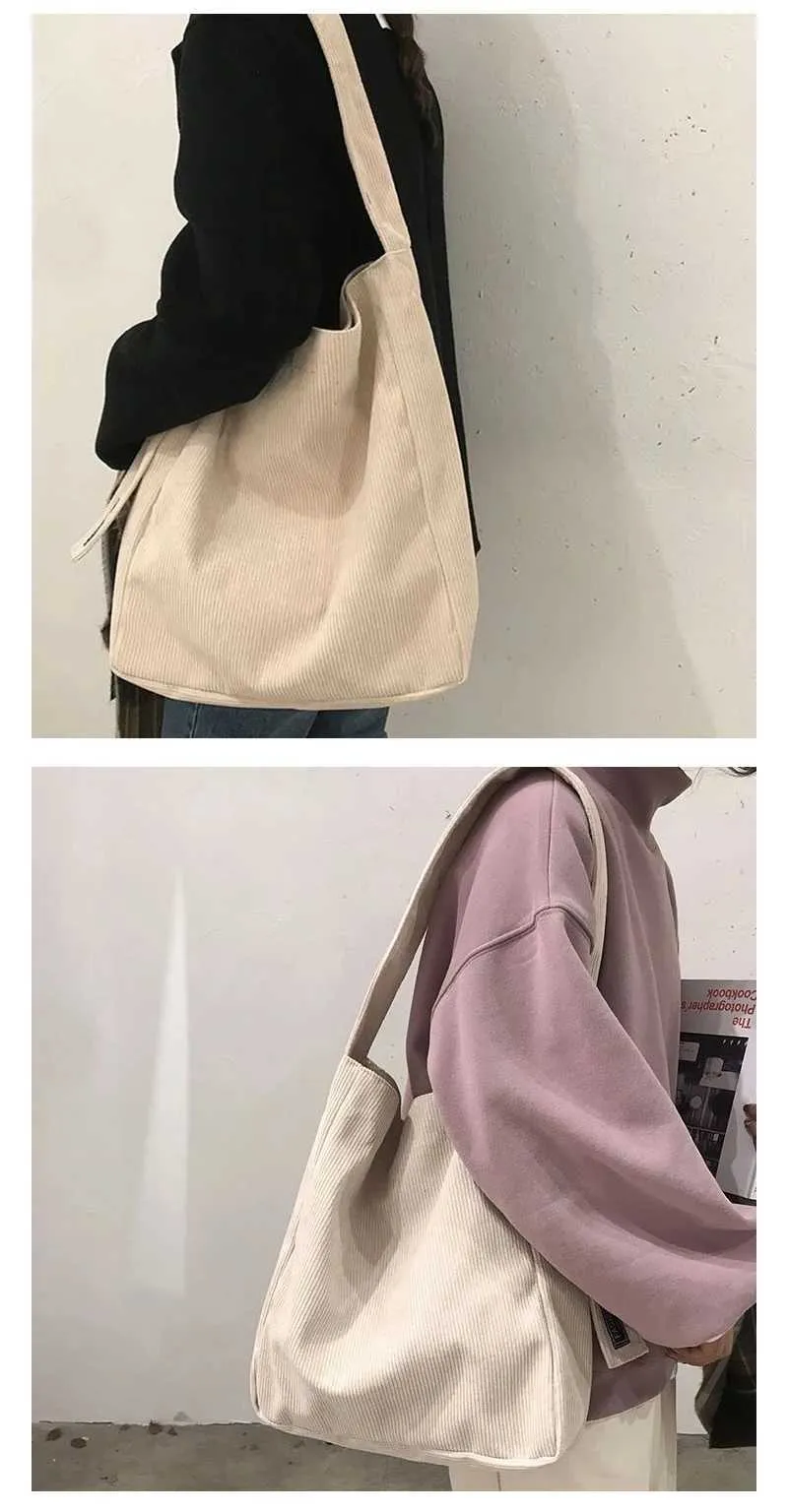 Borsa a tracolla in velluto a coste grande per viaggi e tempo_voghion.com