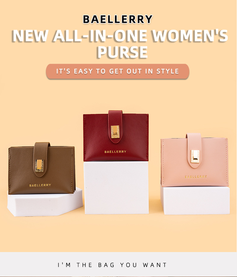 Baellerry new ladies card holder Korean style fashion buckle coin purse versatile light and compact wallet wholesale_voghion.com