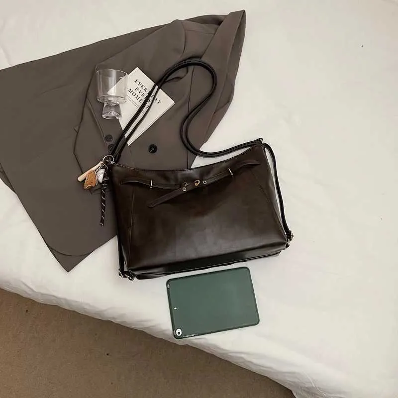 Ladies large capacity shoulder bag fashionable solid color PU casual zipper crossbody ba241216_voghion.com