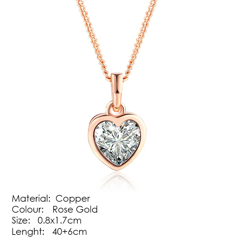 Collana e orecchini con ciondolo a forma di cuore minimalista in zircone per donna, set di gioielli di fidanzamento placcati in oro_voghion.com