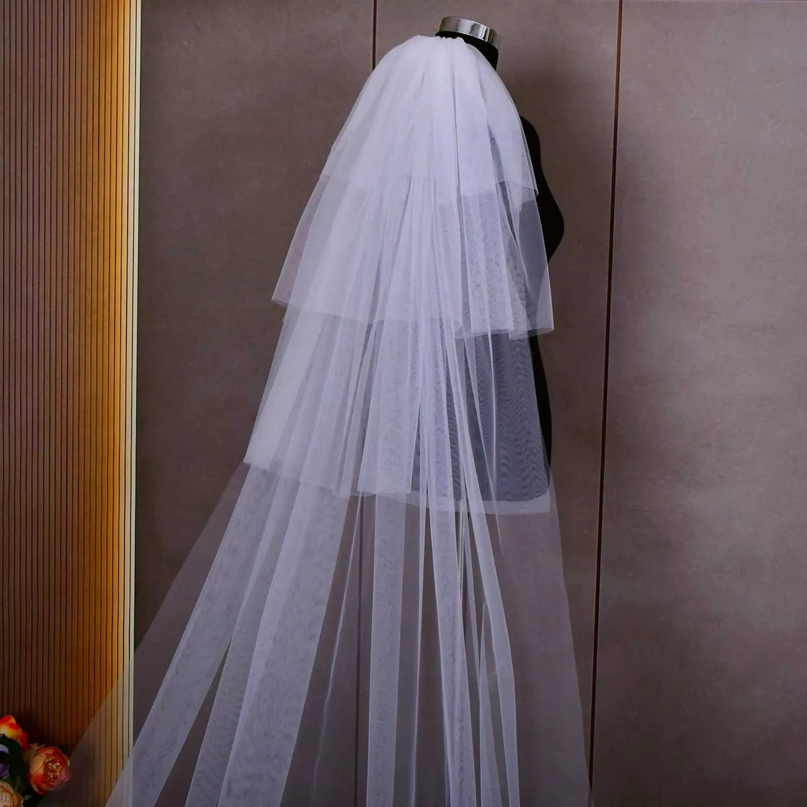 Gioielli V28 Veli corti a 2 strati trasparenti in morbido tulle italiano, accessori per capelli da sposa, velo da sposa per la sposa_voghion.com