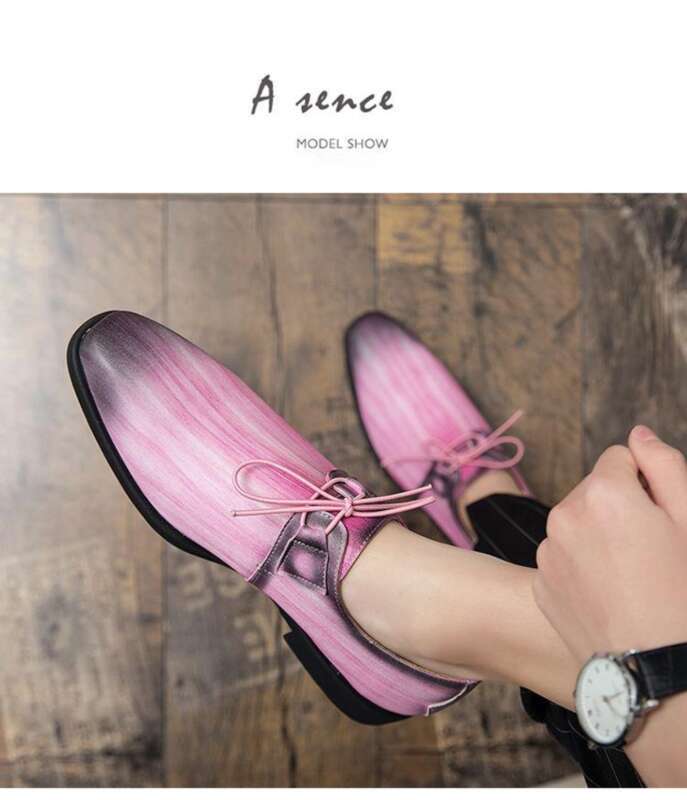 Herren Businessschuhe In Pink Aus Leder Mit Spitzer Form_voghion.com
