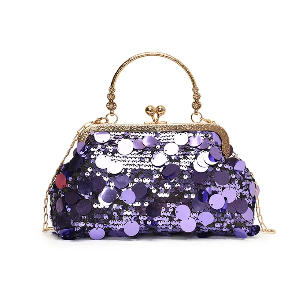 Paillettes Pochette Moda Sera Borse Catena Tracolla Bg Borsa a Tracolla Grande Capacità Manico Superiore Borsa per Festa di Nozze 241212_voghion.com