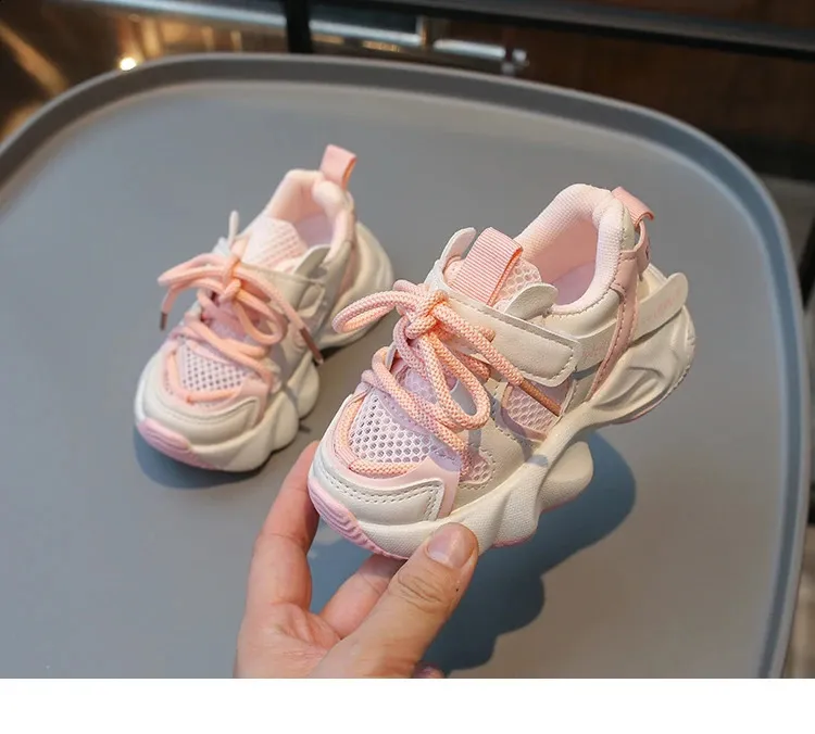 Childrens mesh breathable short chubby TPR running for boys and girls childrens casual sports shoes white tennis 3 4 5 6_voghion.com