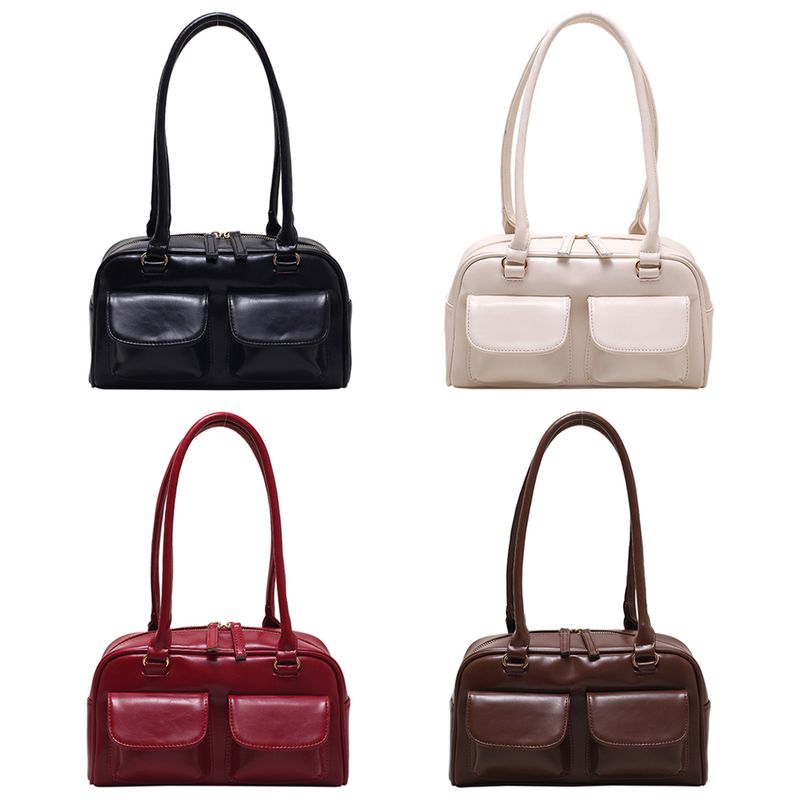 Retro Rot Frauen Schulter Unterarm Taschen PU Leder Multi Damen Satchel Hobo Tasche Luxus Designer Handtasche Weibliche_voghion.com