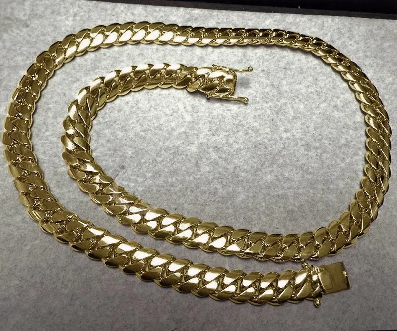 Designer Jewelry Classic 14K Gold Miami Mens Cuban Curb Chain Ring Necklace Fashion Minimalist Style Christmas Day Gift_voghion.com