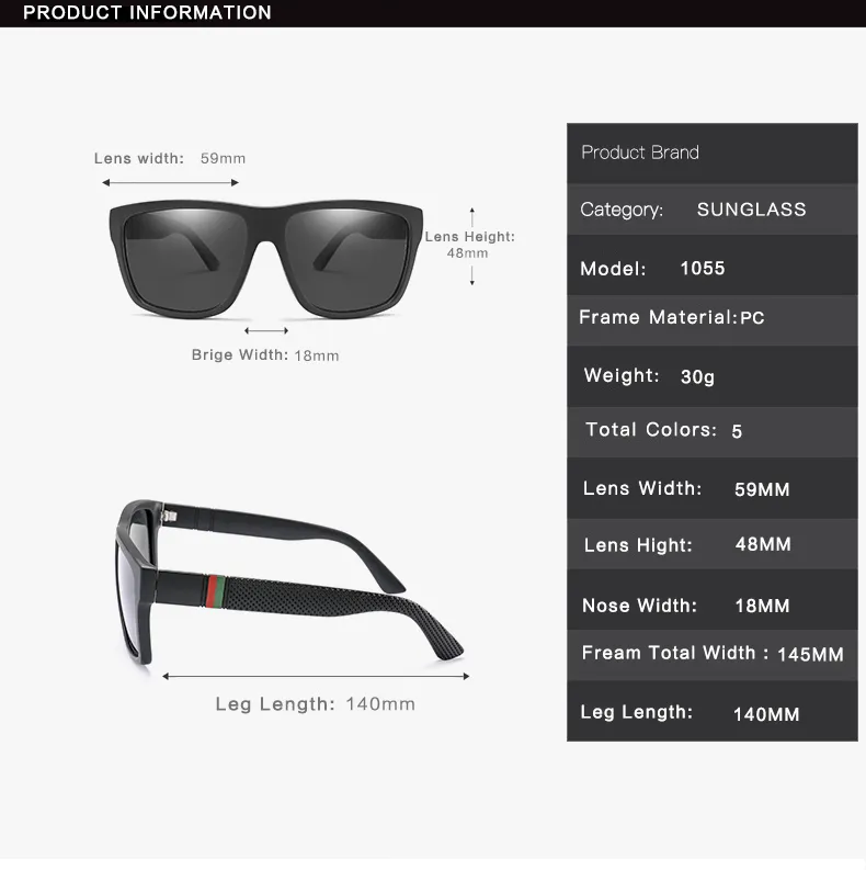 Designer Polarized Sunglasses Unisex Vintage Square Sun Glasses_voghion.com