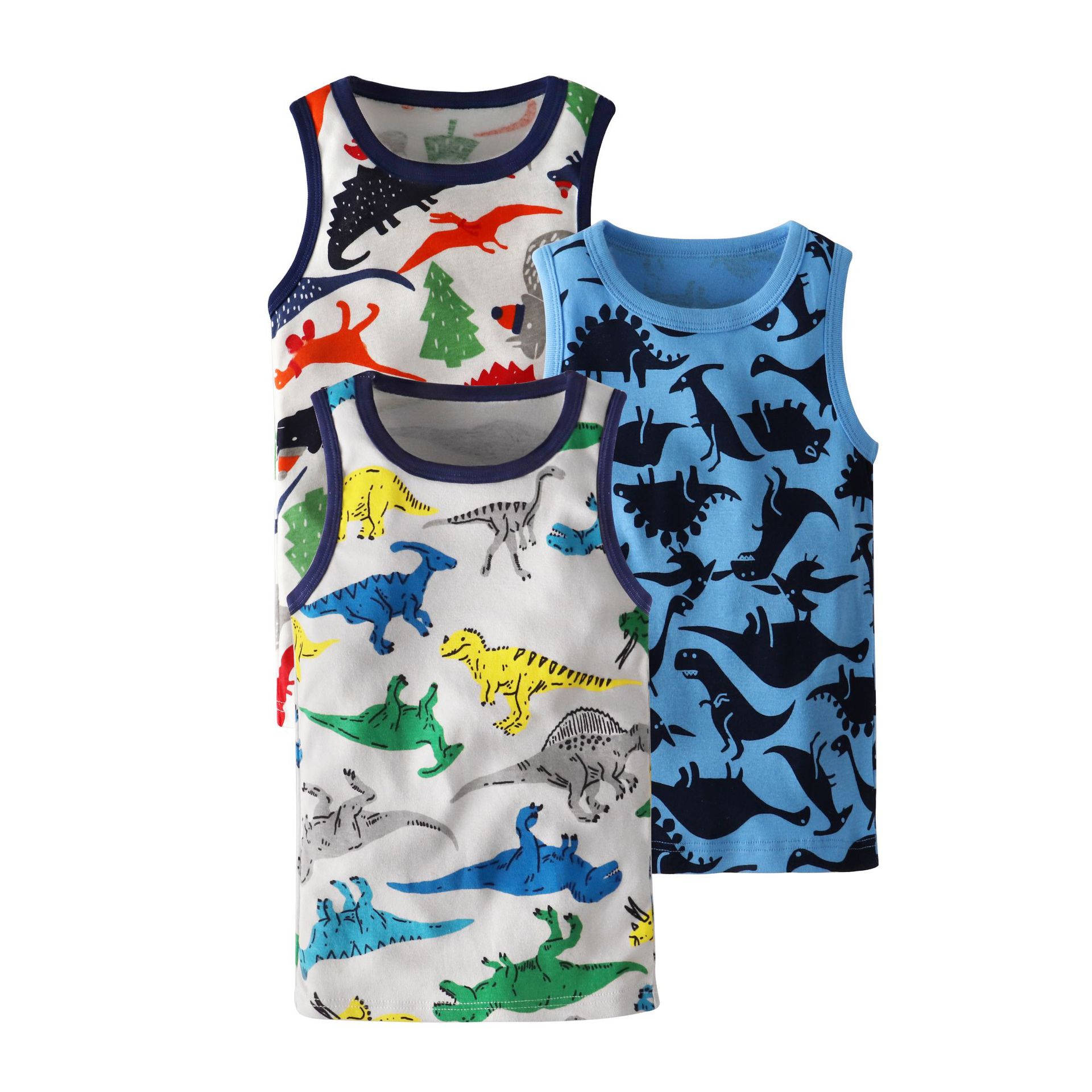 Mother&Kids Children's vest pure cotton summer pure cotton breathable cartoon dinosaur print baby girls wear cotton boys small vest_voghion.com