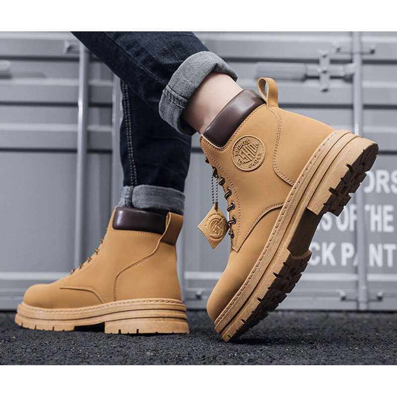 Gelb 2024 Herbst/Winter Herren Martin Stiefel Arbeitskleidung Wasserdicht, Anti-Rutsch Bergsteigen Baustellenkleidung_voghion.com