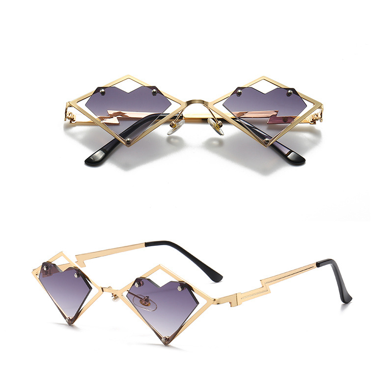 Óculos de sol sem aro de coração, armações de metal da moda, mulheres, homens, steampunk, óculos de sol de marca, feminino, gradiente, hip hop, óculos de sol, óculos UV400_voghion.com