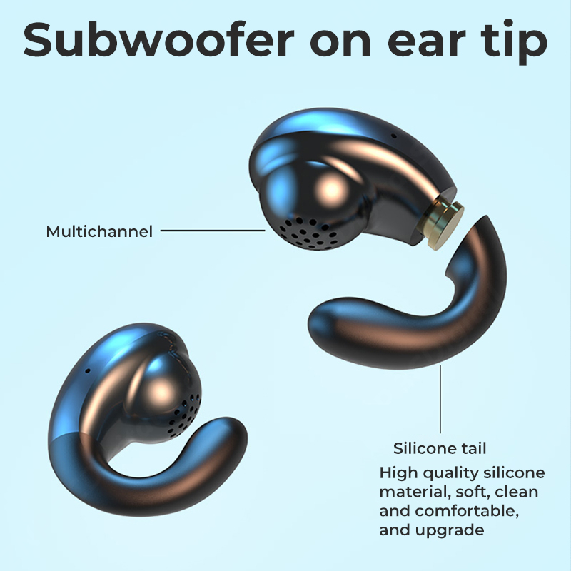 Ακουστικά Bluetooth με οστική αγωγιμότητα, σκουλαρίκια, ασύρματα ακουστικά, κλιπ αυτιού με μικρόφωνο, στερεοφωνικά ακουστικά HiFi, αθλητικά αδιάβροχα ακουστικά_voghion.com