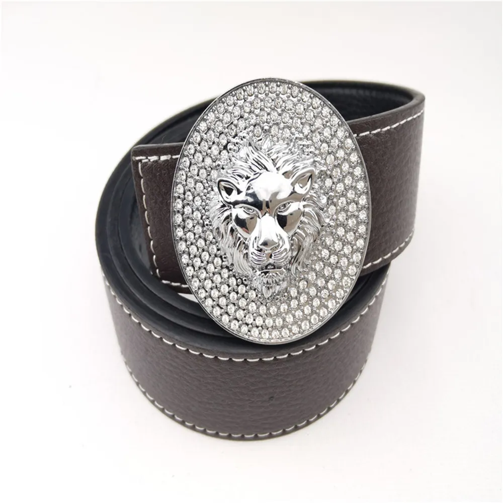 Marke Diamant mit Löwenschnalle Gürtel für Männer und Frauen Designer Leder Mode Taille Gürtel gute Qualität_voghion.com
