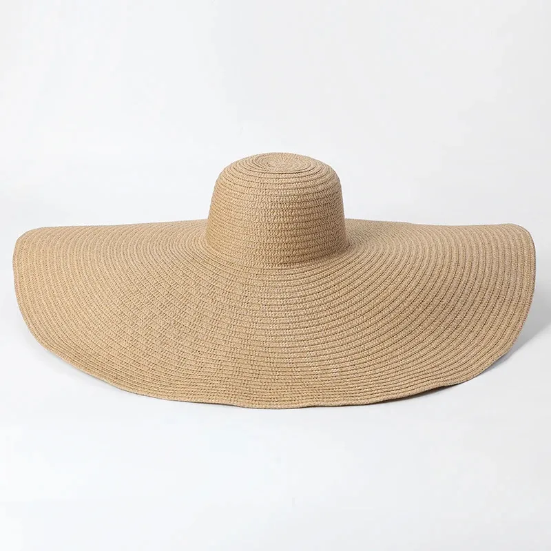 Foldable Women Oversized Ppy Straw Hat 70cm Diameter Large Brim Summer Sun Hats Panama Travel Beach Wholesale 240619_voghion.com