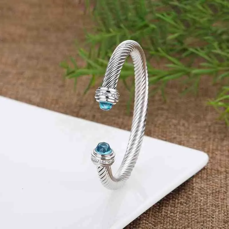 Twisted Cable Cuff Bracelet For Women Silver Designer Bangle_voghion.com