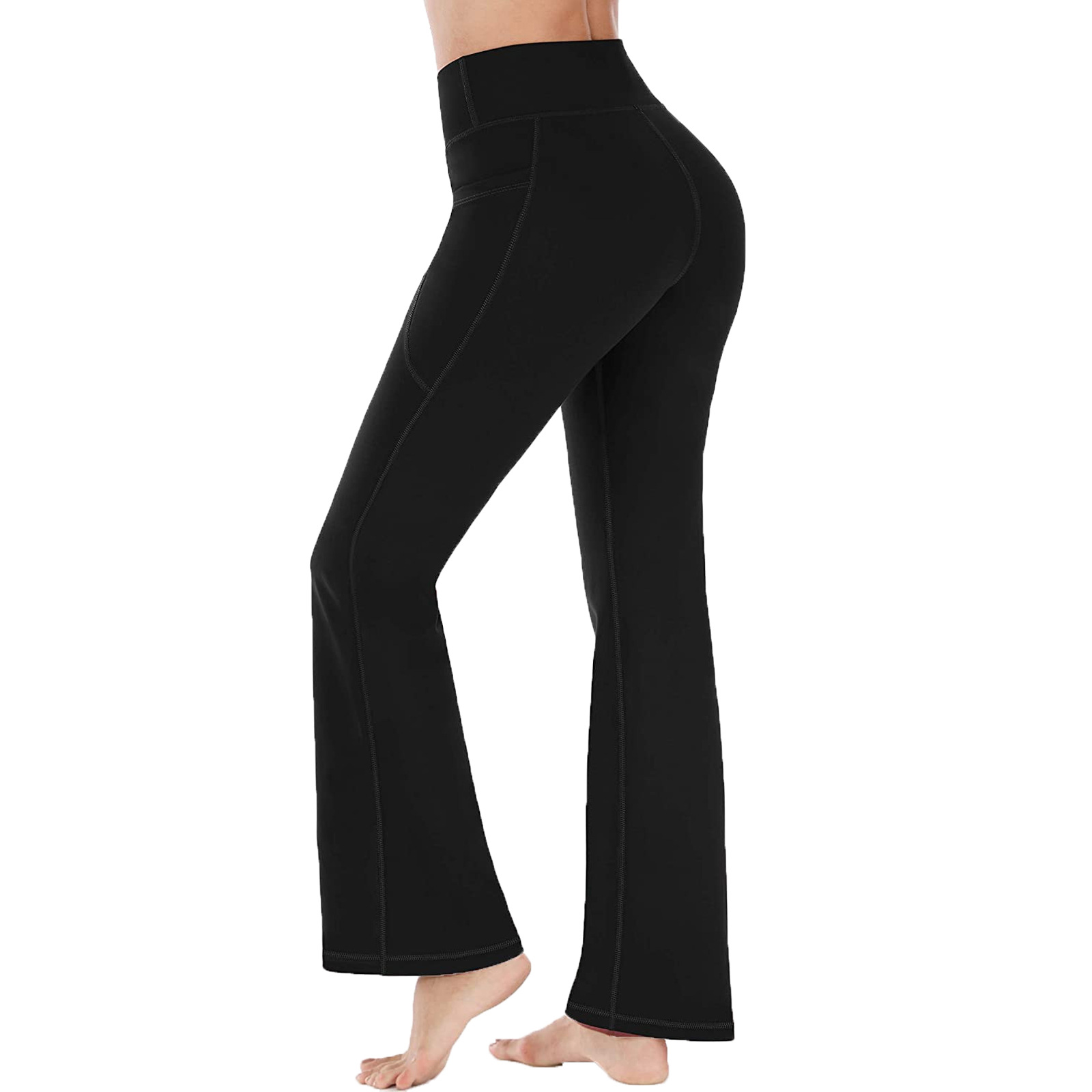 Kadın Yüksek Bel Geniş Paça Pantolon Modası ve Popüler Yoga Geniş Paça Pantolonu_voghion.com