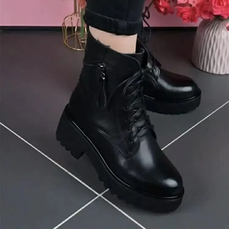 Botas de moto versátiles, casuales y de moda, con parte interior transpirable y cabeza redonda con suela gruesa_voghion.com