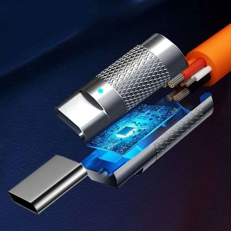 Cable de carga rápida USB tipo C de 120 W, 1 m y 2 m, de alta calidad, para iPhone y Android._voghion.com