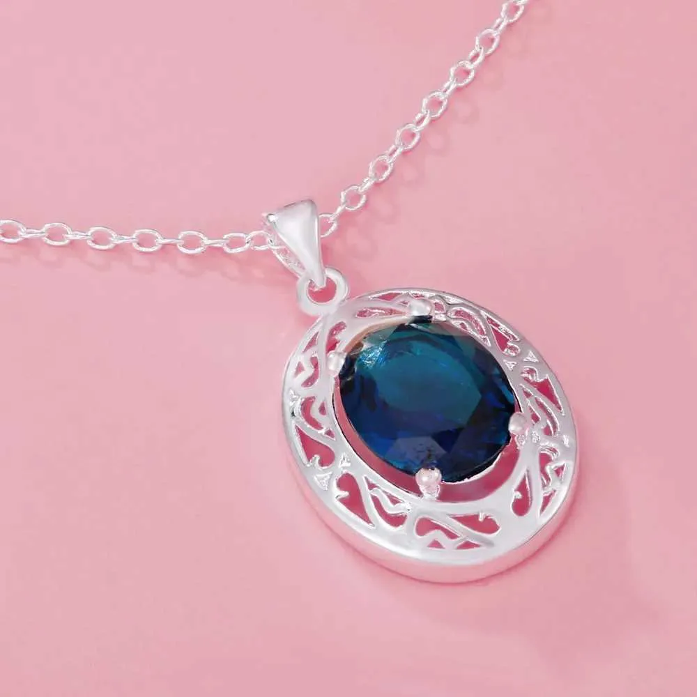 Hääkorusetit JewelryTop Sterling Sier Elegant Blue Crystal Kaulakorut Sormukset Naisille Muoti Juhlalahja H240504_voghion.com