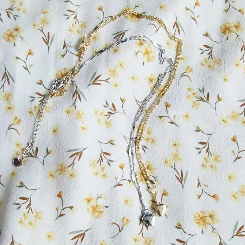 Collana con ciondolo a forma di cuore piccolo per donna, regalo, collane girocollo bohemien in metallo lucido e semplice, a catena corta, gioielli di tendenza_voghion.com