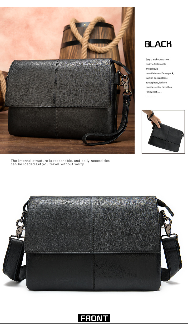 Malunte New Men's Handbag Grab Made of Genuine Leather, Minimalist Handbag, Single Shoulder Diagonal Straddle Leather_voghion.com