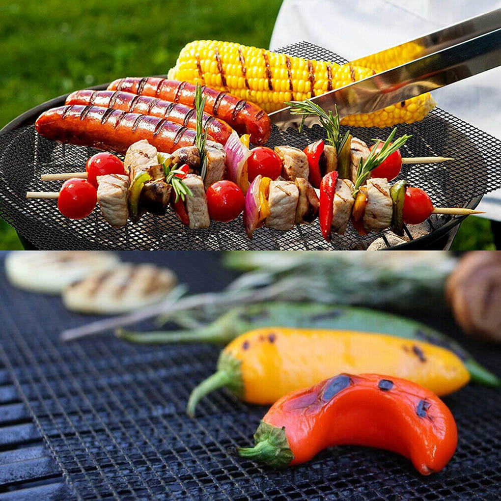 Heiße, nicht klebende Grill-Netzmatte, wiederverwendbar, hitzebeständig, Grill-Backnetz, Küchen-Kochnetz, Raucher-Grillmatte, Liner, Zubehör_voghion.com