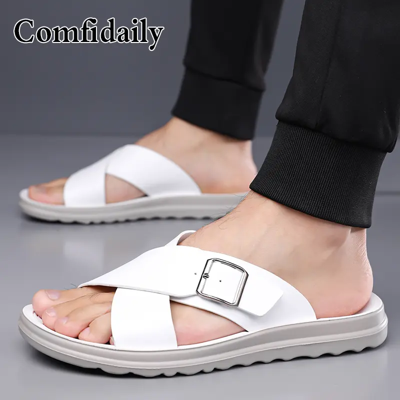 Leren heren slippers voor strand en casual gebruik_voghion.com