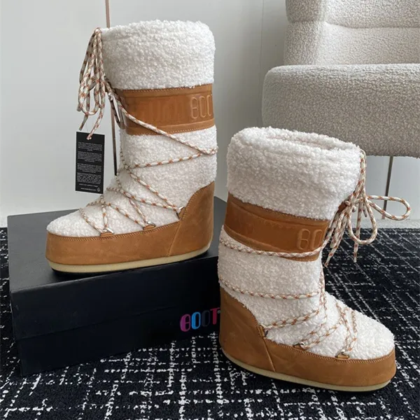 Stivali da neve firmati Moonboots da donna e da uomo, lunghi alla caviglia, in lana, stivali neri, in pelle scamosciata, in pelliccia, mini stivaletti, alti fino alla coscia, in pelliccia_voghion.com