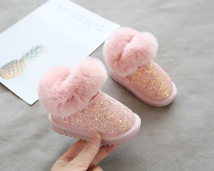 Kinderen Sneeuw 0-10 Jaar voor Baby Roze Meisjes Kinderen Winterschoenen Warm Pluche Mode Platform Korte Laarzen Zwart Grijs_voghion.com