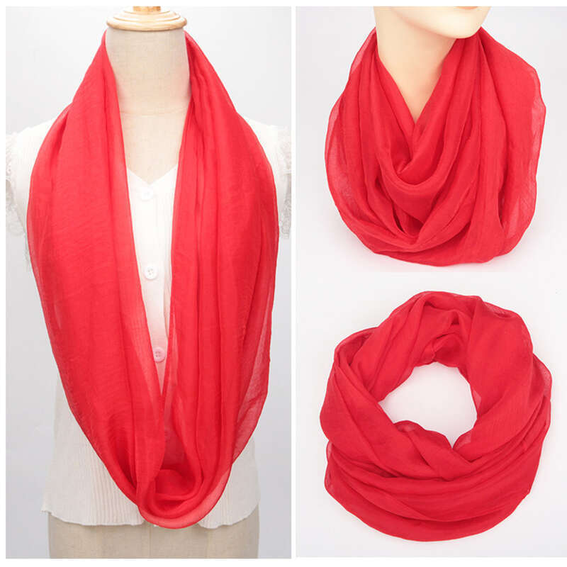 Écharpe décorative en mousseline de soie douce pour maman avec manches à basque de couleur unie_voghion.com